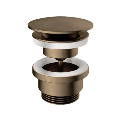 Afbeelding van HotBath Pal always open plug met schroef rond messing verouderd