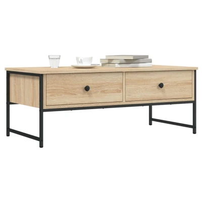 Afbeelding van Salontafel 101x49x39,5 cm bewerkt hout sonoma eikenkleurig