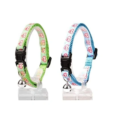 Afbeelding van Duvoplus Halsband Voor Dieren Kat Kattenhalsband Hartjes Nylon 20 30cm / 10mm Groen/blauw 1st