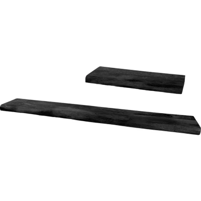 Afbeelding van Home67 Wandplank Pure Zwart Mangohout Set van 2 Groot