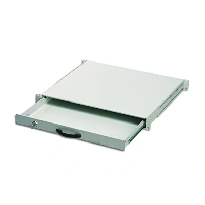 Afbeelding van Digitus DN 19 KEY 1U inch Schuiflade voor patchkast 1 HE Grijs wit (RAL 7035)