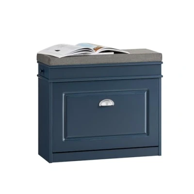 Afbeelding van SoBuy Schoenenbank, schoenenkast, halmeubel, kist met 1 klep, kussen, lade en haak, blauw, 60 x 24 52 cm (l d h), FSR82 K B