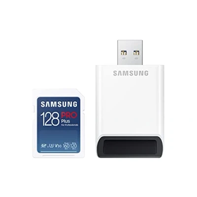 Afbeelding van Samsung Pro Plus MB SD128KB/WW UHS I U3 Full HD &amp; 4K UHD SD geheugenkaart 160MB/s leessnelheid 120MB/s voor DSLR camera&#039;s en systeemcamera&#039;s, kaartlezer
