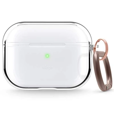 Afbeelding van elago Transparante hoes compatibel met Apple AirPods Pro, TPU, Pro sleutelhanger, vergeelt niet (transparant)