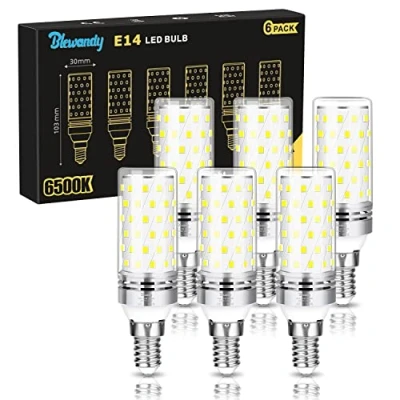 Afbeelding van Blewandy Ledlampen, E14, koudwit, 6500 K, 12 W, komt overeen met halogeenlampen, 100 E14 1200 lm, niet dimbaar, flikkervrij, 6 stuks
