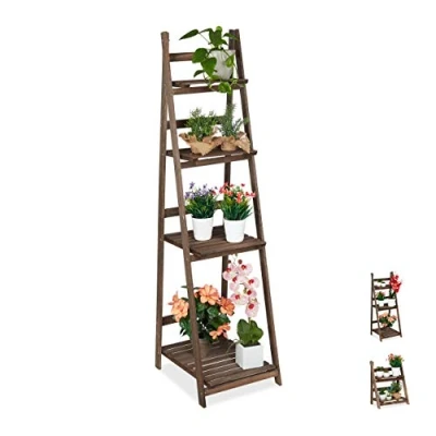 Afbeelding van Relaxdays plantenrek hout plantentrap bloemenrek bloementrap etagère bruin XL