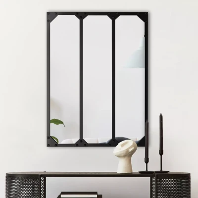 Image de Miroir verrière 3 bandes vertical design industriel 60x80 cm