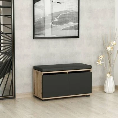 Afbeelding van Woody Fashion Schoenenkast 100% Melamine Noten Zwart