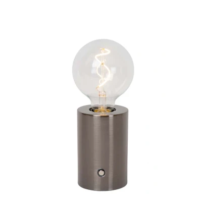 Afbeelding van Lucide VIVO Oplaadbare Tafellamp Accu/Batterij Ø 8 cm LED Dimb. E27 1x1W 2700K Mat zwart chroom