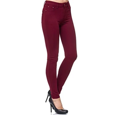 Afbeelding van Elara Chunkyrayan Jeggingbroek voor dames, stretch, skinny fit, Bordeaux Rood
