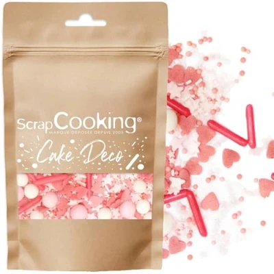 Image de ScrapCooking Décors Sucrés Rods Rose 70g Sprinkles Pâtisserie Roses Fuchsia &amp; Blancs Comestibles Perles en Sucre Décoration Dessert Gâteaux Biscuits Cupcakes Anniversaire 7449