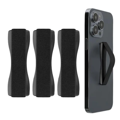 Afbeelding van kwmobile vingerhouder voor smartphone Vingergreep telefoon Zelfklevende finger holder Set van 3 In zwart