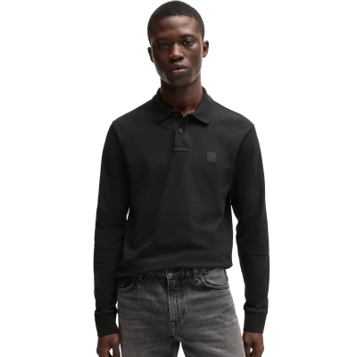 Afbeelding van HUGO BOSS heren Passerby slim fit polo van piqué katoen met logo in de kleur Zwart, maat: XXXL