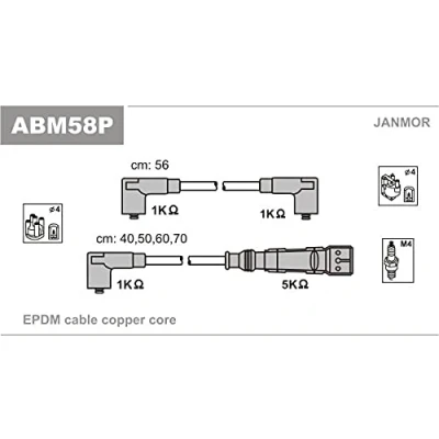 Afbeelding van JANMOR ABM58P Bougiekabelset VOLKSWAGEN: GOLF 3, Polo III Hatchback, Vento, SEAT: Ibiza 2