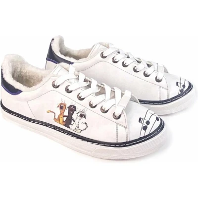 Afbeelding van GOBY Cats Laughing Schoenen Sneakers Hoge kwaliteit Handmade Meisjesprint Maat 37