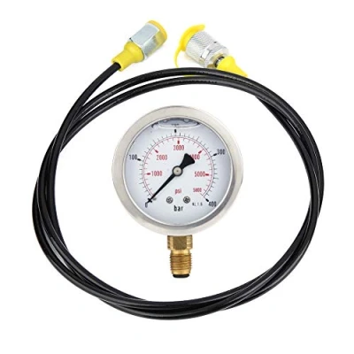 Afbeelding van hydraulische manometerset, druktester M16 x 2 BSP1/4 + 0 400BAR/6000PSI 1,5 m slang druktestmeter