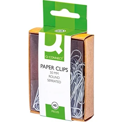 Afbeelding van Q CONNECT papierklemmen, 50 mm, doos van 40 stuks, ophangbaar 10 stuks