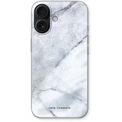 Afbeelding van Case Company® hoesje geschikt voor iPhone 16 Witte marmer Soft Cover Telefoonhoesje Bescherming aan alle Kanten en Schermrand