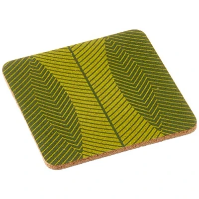 Afbeelding van Amorim Cork Korko Home Summer Leaves Onderzetter Kurk 9,5 x cm Set van 4 stuks Groen