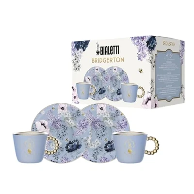 Afbeelding van Bialetti Bridgerton Set van 2 kopjes en schoteltjes, porselein, 80 ml