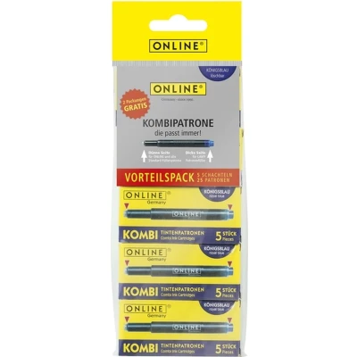 Afbeelding van Inktpatroon online kombi 25st blauw Blister a 25 stuk