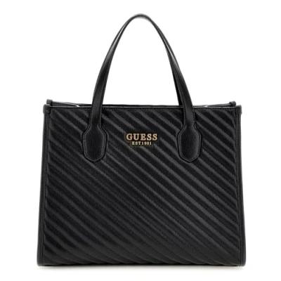 Afbeelding van GUESS Handtas Schoudertas Silvana 2 Compartment Tote Black Zwart