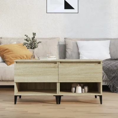 Afbeelding van Bijzettafels 2 st 50x46x50 cm bewerkt hout sonoma eikenkleurig