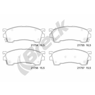 Afbeelding van BRECK 21754 00 701 10 Remblokkenset Met akoestische slijtagewaarschuwing toebehoren MAZDA: 323 F 6, 626 V Hatchback, Premacy