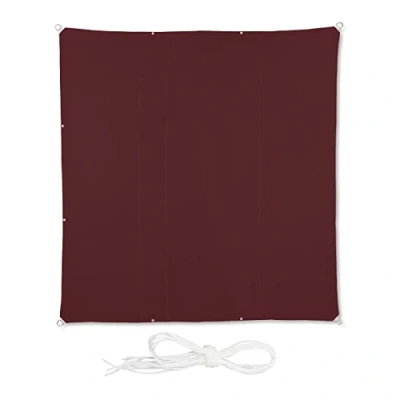 Afbeelding van Relaxdays Schaduwdoek vierkant waterafstotend tuindoek PE spanzeil bordeaux 5 x m