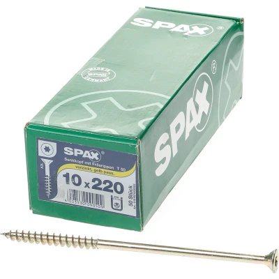 Afbeelding van Spax s spaanplaatschroeven platverzonken kop geel verzinkt T50 10 x 220mm