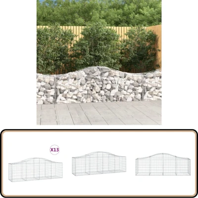 Afbeelding van VidaXL Schanskorven 13 st gewelfd 200x50x60/80 cm gegalvaniseerd ijzer