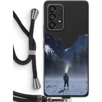 Afbeelding van Case Company® hoesje met Koord geschikt voor Samsung Galaxy A53 5G Wanderlust Telefoonhoesje Zwart Bescherming aan alle Kanten en Over de Schermrand