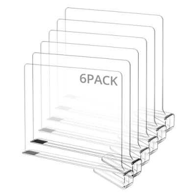 Afbeelding van QWORK® 6 stuks acryl plankverdelers voor kast, keuken, kantoor, voorraadkast
