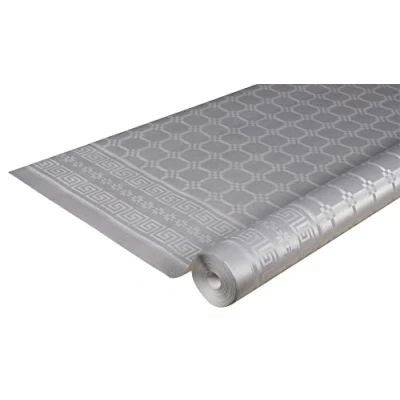 Afbeelding van Discount Wedding: waterafstotend damastpapieren tafelkleed, rol 25 en 50 meter, zilver