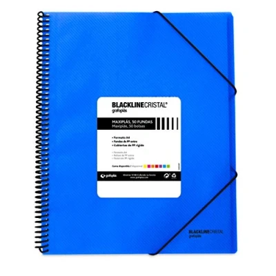 Afbeelding van Grafoplas 39835230 hoes mappen van polypropyleen, A4, blauw, 50 maxibanhoezen Blackline Cristal