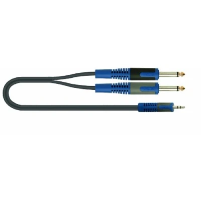 Afbeelding van Roksolid 2 x 6,3 mm mono stekker naar 1 3,5 stereo jack audiokabel lengte m