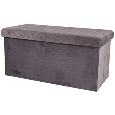 Afbeelding van Urban Living Hocker bank poef XXL opbergbox donkergrijs polyester/mdf 76 x 38 cm opvouwbaar