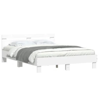 Afbeelding van vidaXL Bedframe met hoofdeinde en LED wit 140x200 cm