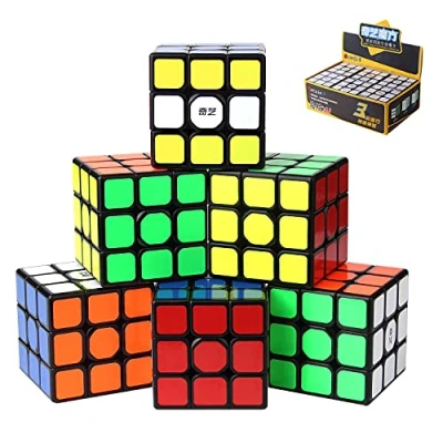 Afbeelding van ROXENDA Speed Cube, Qihang W 3 x 56 mm Full Size Cube Set, Easy Turning &amp; Smooth Play, IQ Games Puzzelfeestspeelgoed voor kinderen en volwassenen, 6 stuks