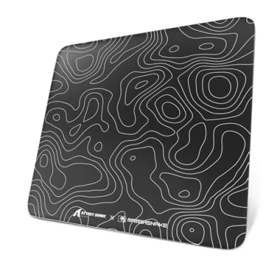 Afbeelding van ATTACK SHARK CM05 muismat van gehard glas, ultraglad oppervlak, 9H 17,72 x 15,75 0,2 inch, topografische contour, schokbestendig, lage oppervlaktewrijving zwart