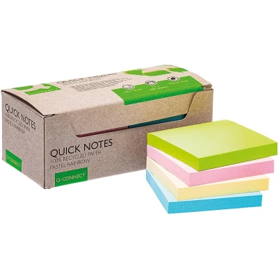 Afbeelding van Q CONNECT Quick Notes Recycled pastel, ft 76 x mm, 100 vel, doos van 12 stuks in geassorteerde kleuren