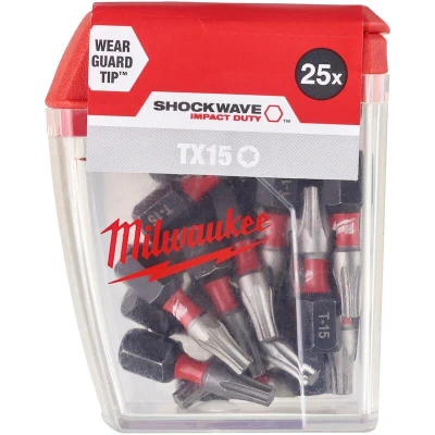 Afbeelding van Milwaukee Shockwave schroefbit lang 25mm Torx TX15 (25st)