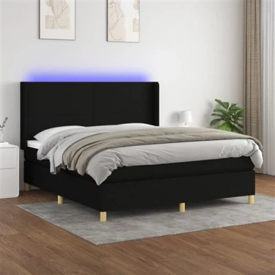 Afbeelding van vidaXL Boxspring met matras en LED stof zwart 160x200 cm