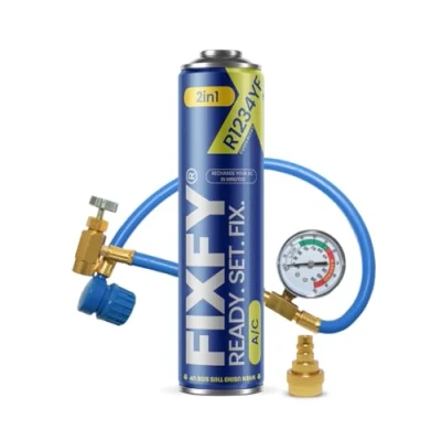 Afbeelding van FIXFY 2 in 1 set: slang met manometer, adapter en reservekoelmiddel R1234YF olie, vul de airconditioning zelf (voertuigen vanaf bouwjaar 2017)