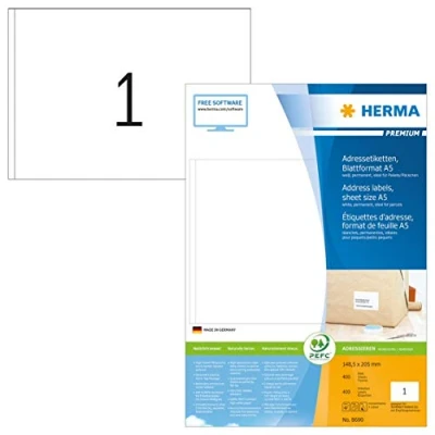 Afbeelding van HERMA Etiket 8690 148.5x205mm premium wit 400stuks
