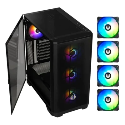 Image de BitFenix Nova Mesh SE TG Tour ATX panneau latéral fenêtré pas d&#039;alimentation (ATX) noir USB/Audio