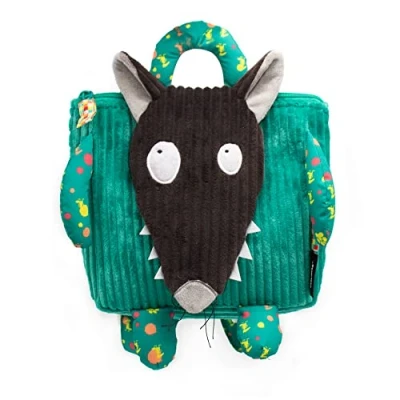 Image de Les Déglingos Sac à Dos velours Loup Ultra Doux Peluche crèche ou nounou Convient dès la Naissance Cadeau bébé Gris