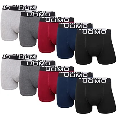 Afbeelding van L&amp;K set van 10 retroshorts voor heren, boxershorts, katoen, zwart, meerkleurig, 116, Meerkleurige F, 4XL
