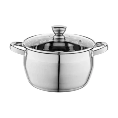 Image de FLORINA Faitout Inox (1,3 l) I Diamètre de 14 cm Marmite OLIVER Casserole Acier Inoxydable avec Couvercle en Verre pour Induction, tous Feux Convient au Lave vaisselle
