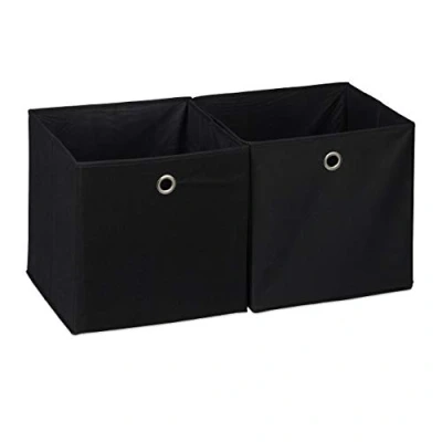 Afbeelding van Relaxdays Opbergdozen van stof in kubusvorm, vierkant, 30 x cm, zwart, 2 stuks